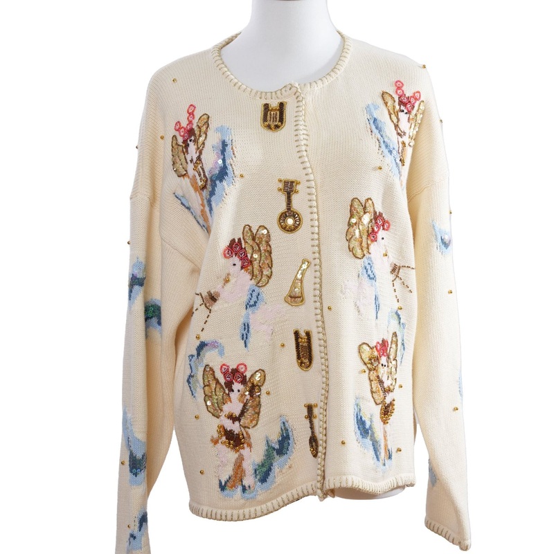 Womens 647g Midweight Cotton Knit Cardigan Outerwear Featuring Delicate Sequin – Cardigan Sweater and Womens Sweater price
