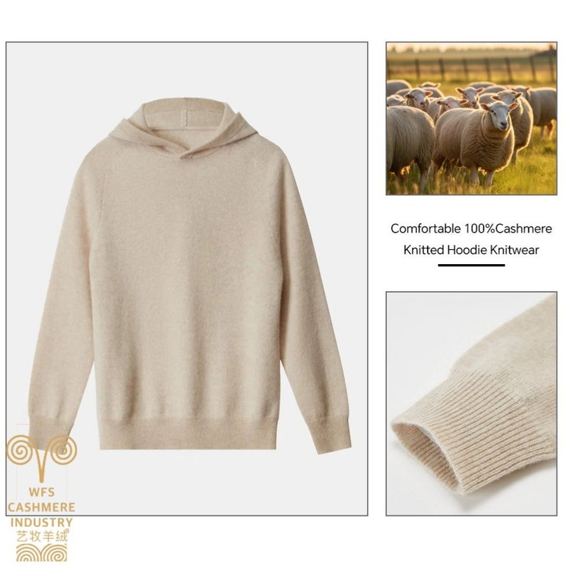 100% Pure Cashmere Hoodie for Women, Solid Color, Loose – Fitting, Hooded Knitted Sweater Women, Bottoming Sweatshirt – Hoodie and Knitted Hoodie price