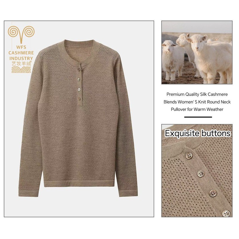 85%Silk15%Cashmere Womens Round-Neck Solid-Color Winter Office Wear Pullover Sweater Factory Direct – Silk Blends Cashmere and Natural Yarns price