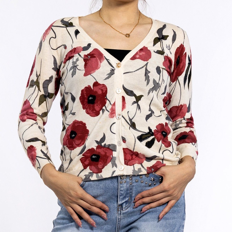 American Style Rose Flower Sweaters Premium Women Cardigan – Jacquard Sweater and Women Sweater price