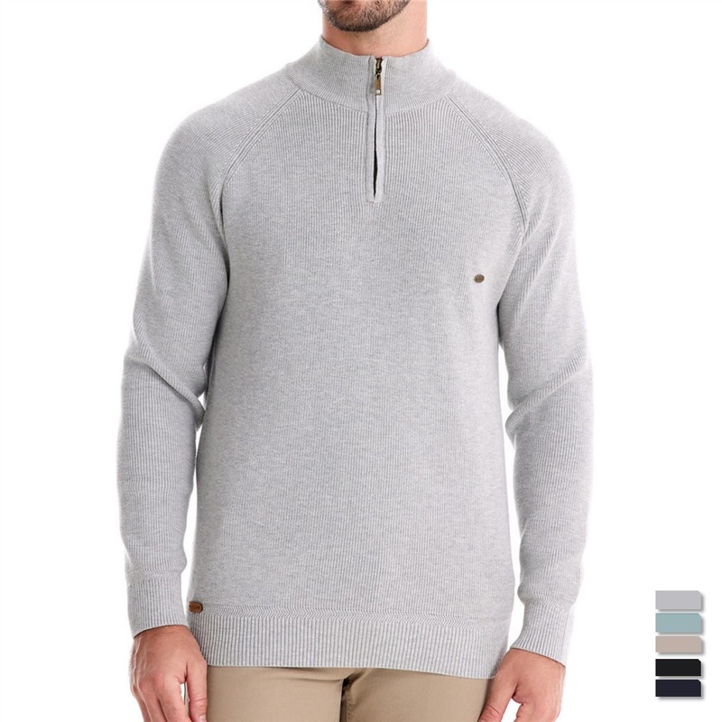 Autumn Winter Raglan Shoulder Long Sleeve Knitwear Clothing Mock Collar Solid Color Casual Men Zipper Sweater – Zipper Sweater and Men Sweater price