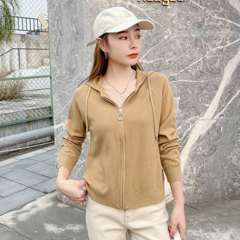 Custom Design Knitted Navy Half-Zipper Winter Cardigan Breathable Long Sleeve 100% Melange Women Zip up Hooded Cardigan – Women Zip up Hooded Cardigan and Women Cardigan price