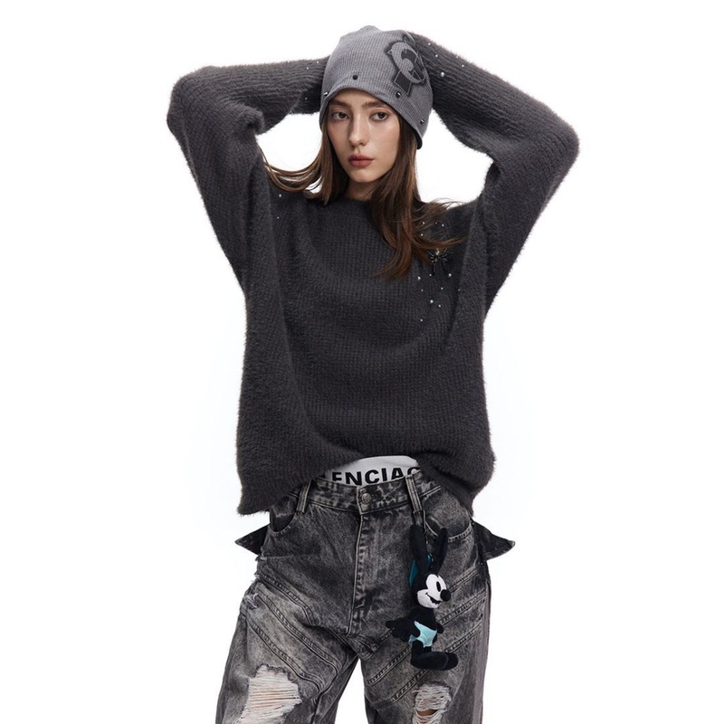 Factory Customization Beaded Faux Mink Sweater Autumn and Winter – T-Shirt and Clothes price