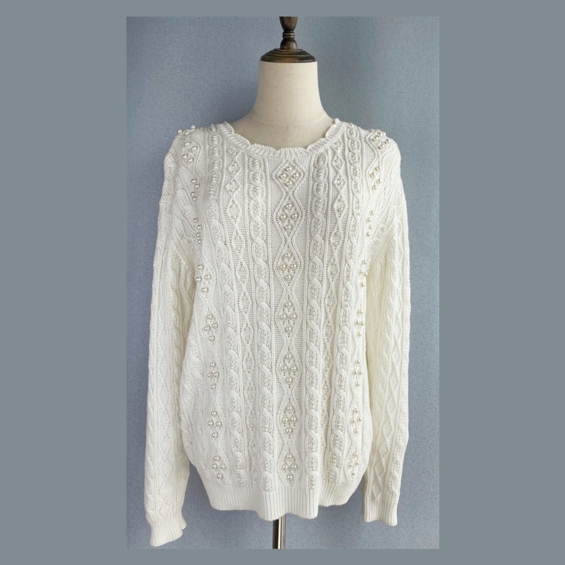 Fashion Customize Pearl Bead Decorated Womens Knit Sweater – Clothing and Knit price