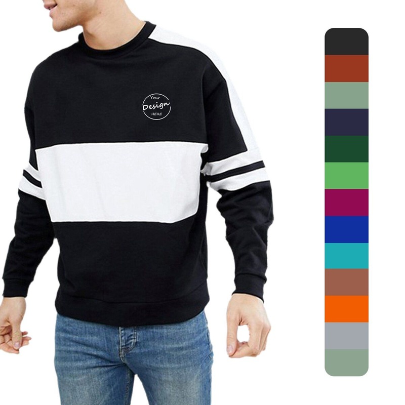 High Quality Wholesale Running Sportswear Gym Custom 3D Puff Print French Terry Color Block Sweatshirt Men – Color Block Sweatshirt and Custom Sweatshirt price