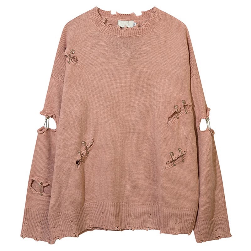 Instagram Style Chic Hip Hop Loose Womens Sweater Decorated with Pins – Knitted Sweater and Womens Sweater price