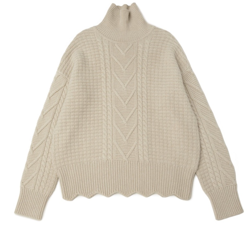 Pure 100% Cashmere Sweater Knitting Women Cable T Neck Pullover Curved Hem Fashionable Knitwear – Cashmere Sweater and Knitwear Oversize Knitting Sweater price