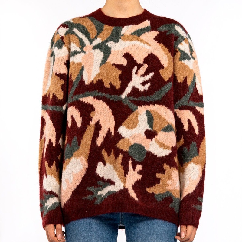 Red Round Neck Long Sleeve Winter Christmas New Year Jacquard Sweater for Women – Christmas Sweaters and Knitted Sweater price