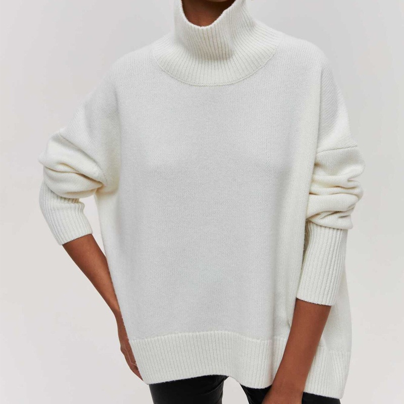 Stylish Womens High Collar Viscose Sweater for Cozy Comfort, Loose Fit Long Sleeve Ribbed Knit Sweater for Women, No MOQ – High Collar Sweater and Loose Fit Sweater price