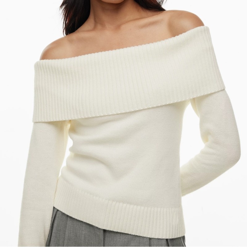 Sweet Flat Wide Shoulder Women Sweater Open Neck Lady Jumper. – Open Neck Women Sweater and Wide Shoulder Sweater price