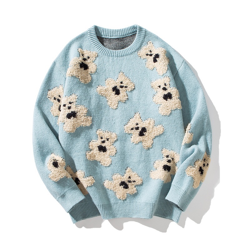 Winter Cotton Men Sweate Long Sleeve Knitted Logo Cartoon Pattern Bear Men Clothes Knitwear Custom Knit Sweater – Patterned Mens Sweater and Cute Knitting Patterns Boys Sweaters price