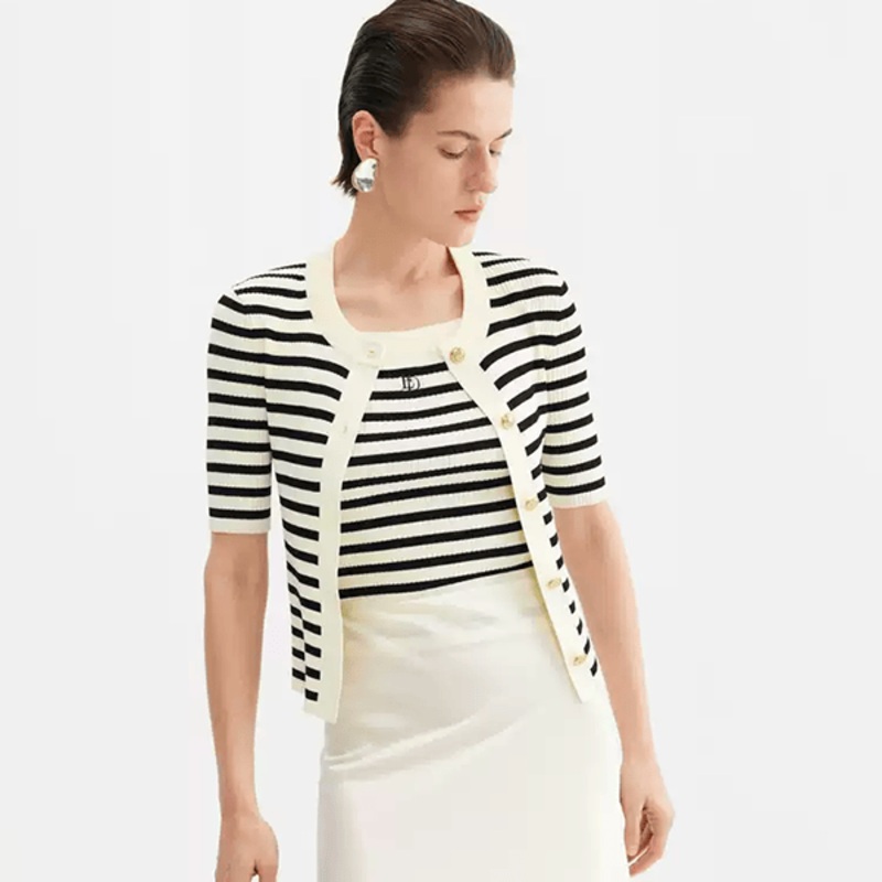 Womens Ice Silk Striped Sweater – Loose Fit MID-Sleeve Cardigan – Loose Fit Cardigan and Ice Silk Striped Cardigan price