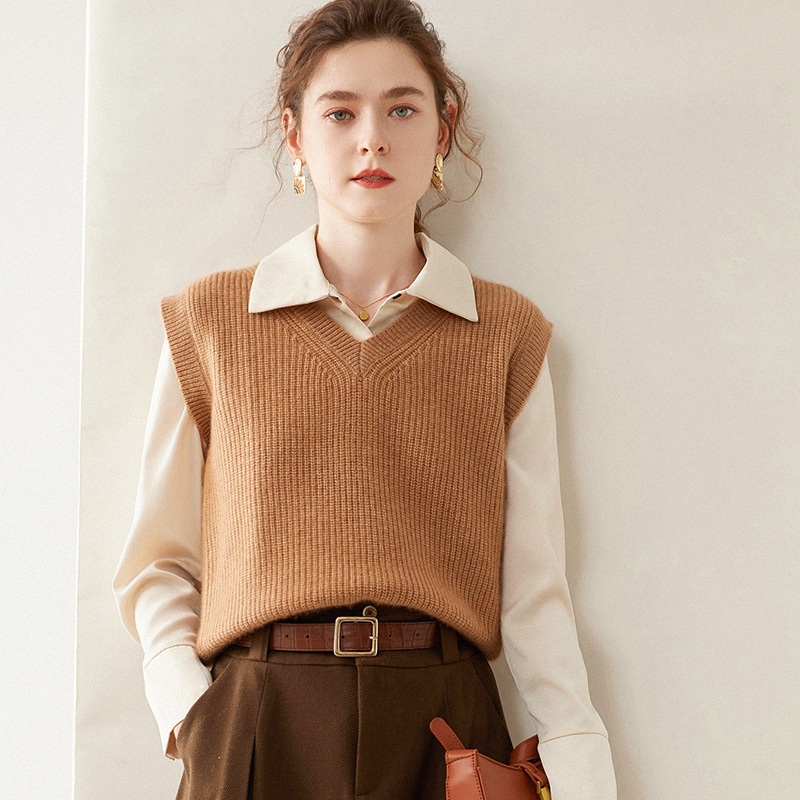 Autumn and Winter Thickened Cashmere Sleeveless Loose Knitted Sweater for Women – Everyday Clothing and Ladys Garments price