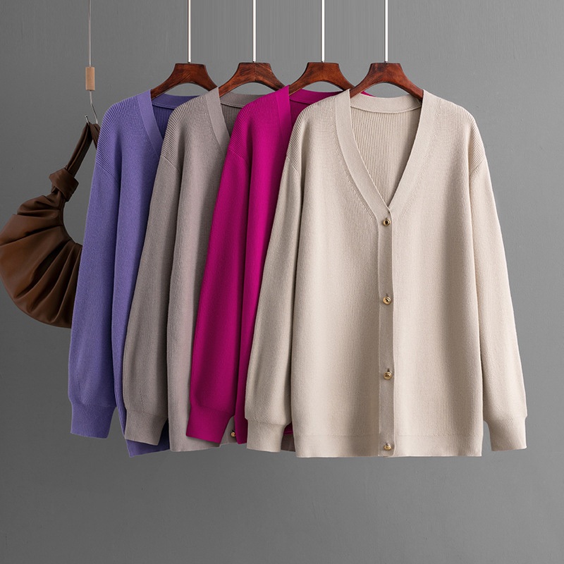 Autumn Winter Women Cashmere Top Loose Lantern Sleeve Casual Style Solid Cashmere Cardigan – Loose Sweater Coat and Women Pullover price
