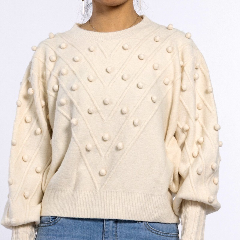 Custom O Neck Wool Fabric Ribbed Solid Crew Neck Knitted Women Pullover Sweater – Sweater and Pullover price