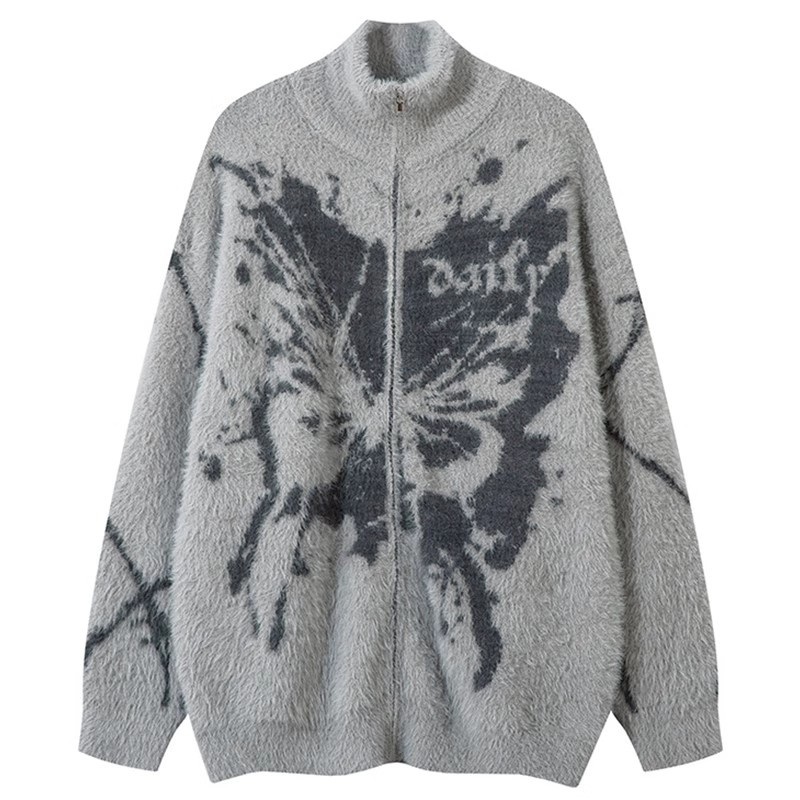 Jacquard Zipper up High Collar Womens Cardigan for Winter – Jacquard Cardigan and Zipper up Cardigan price