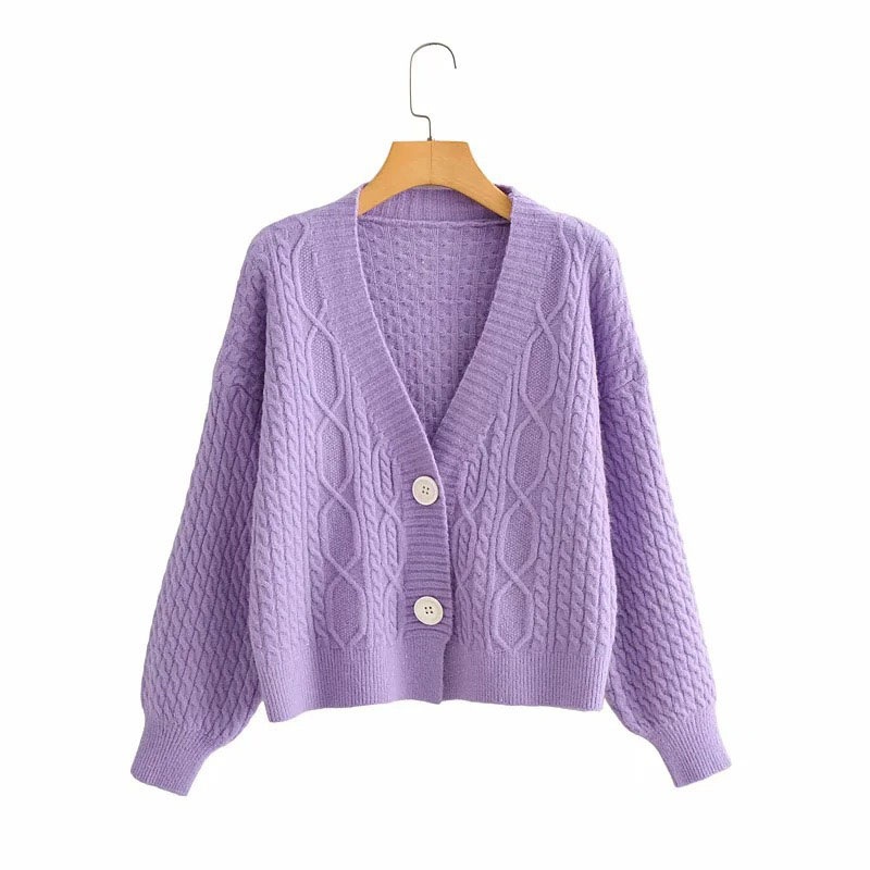 Ladies Lavender Purple Knitted Cardigan Color of Macaron – Sweater and Ladies Sweater price