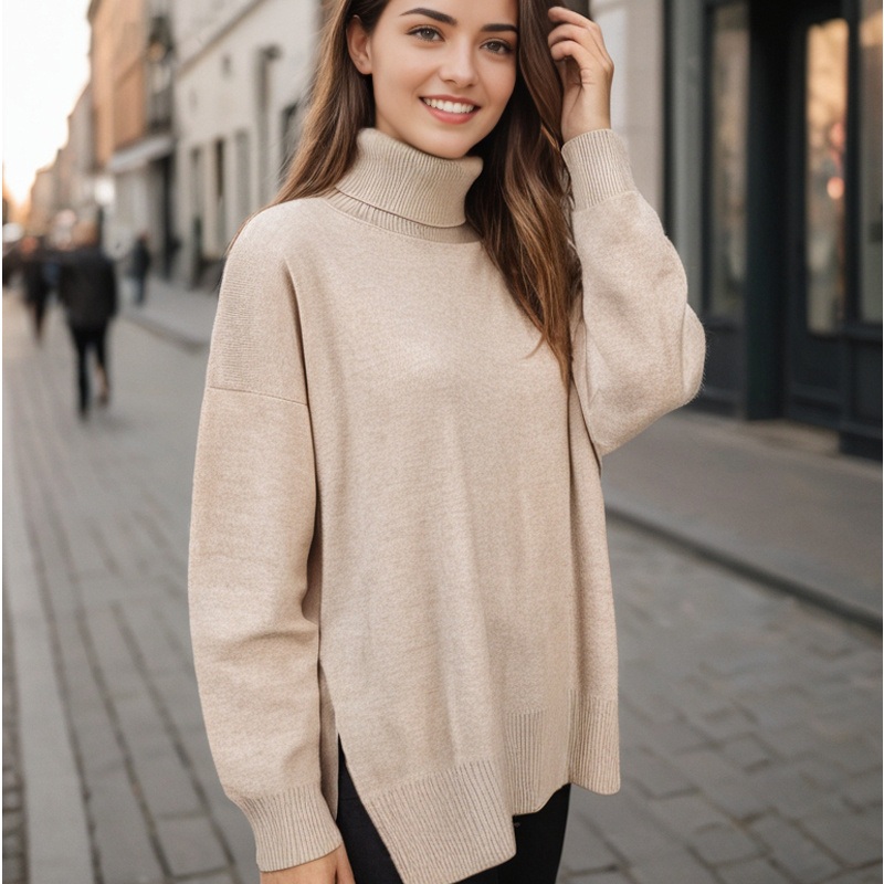 Loose Fit Knitwear Sweater for Effortless Year-Round Style, Cozy Viscose High Neck Knit Sweater for Everyday Wear, No MOQ – Effortless Style Sweater and Cozy High Neck Sweater price