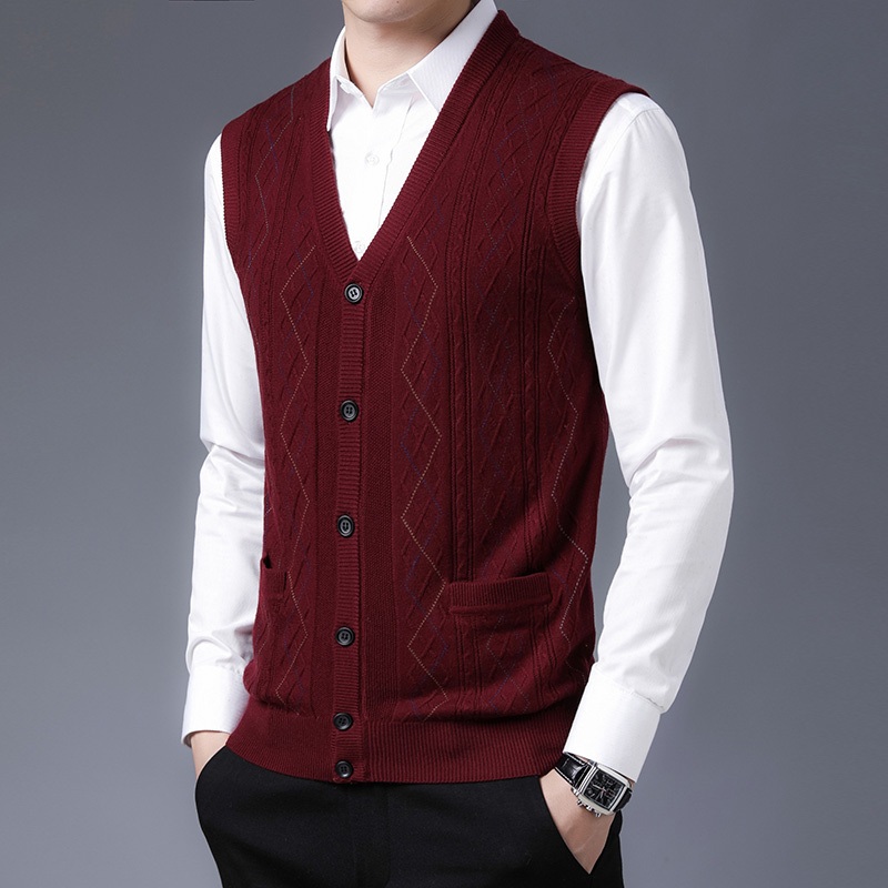 Mens Wool V-Neck Cardigan Vest – Thermal Winter Knitwear for Layering, Casual & Business Outfits – Mens V-Neck Wool Cardigan Vest and Thermal Winter Knitwear for Men price|Shanghai, China