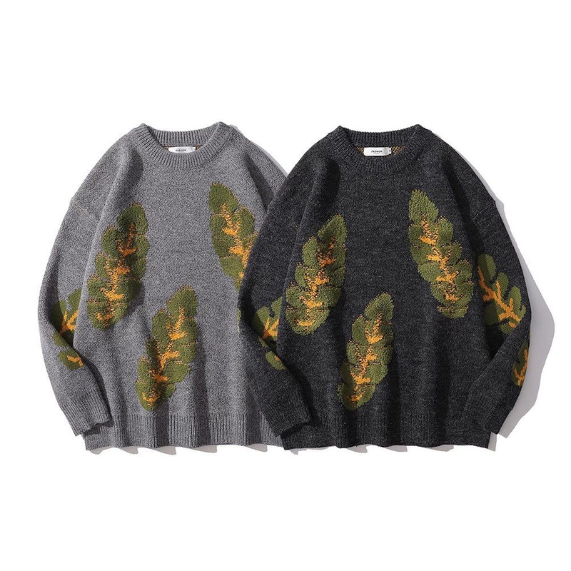 New Design Cashmere Leaf Pattern Round Neck Pull Over Knitted Sweater for Yong Man – Gent Sweater and Pull Over Sweater price