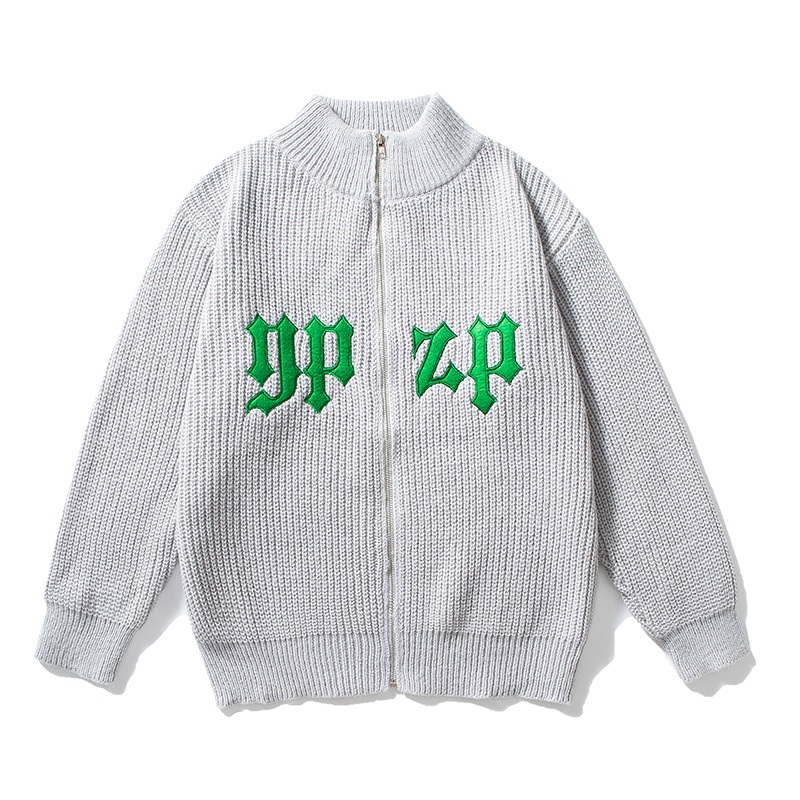 OEM 2024 Newcustom Printing Logo Women Knit Sweater Cardigans Long Sleeve Stand Collar Ladies Knit Coat Zipper Autumn Winter Men Knit Jacket – Fashion Colorful Knitted Sweater and Sweater with Zip Men price