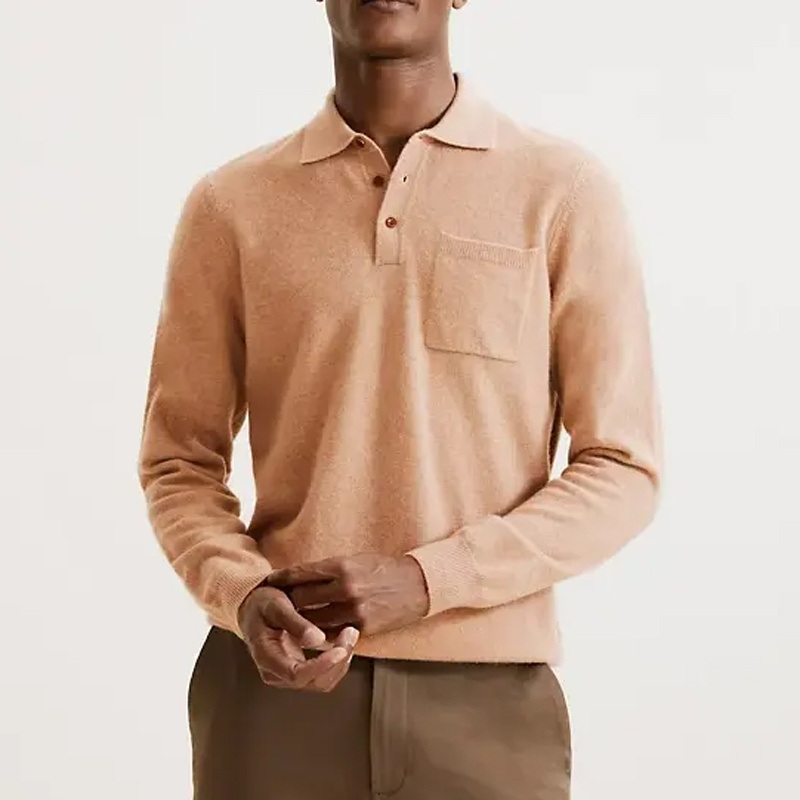 OEM Spring Custom Cotton Sweater Wave Jacquard Chenille Knit Polo Shirt Pullover Cardigan Mens Sweater – Sweater and Jacquard Sweater price