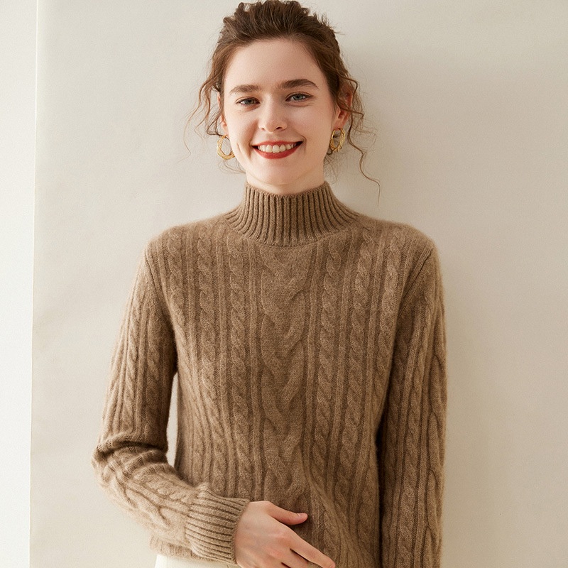 Thickened Half-High Neck Cashmere Autumn and Winter Twist Loose Casual Sweater for Women – Everyday Clothing and Ladys Garments price