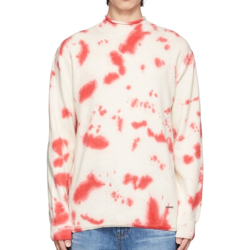 Unique White Pullover Sweater with Red Tie Dye Design for Men – Men Sweater and Mens Pullover Sweater price