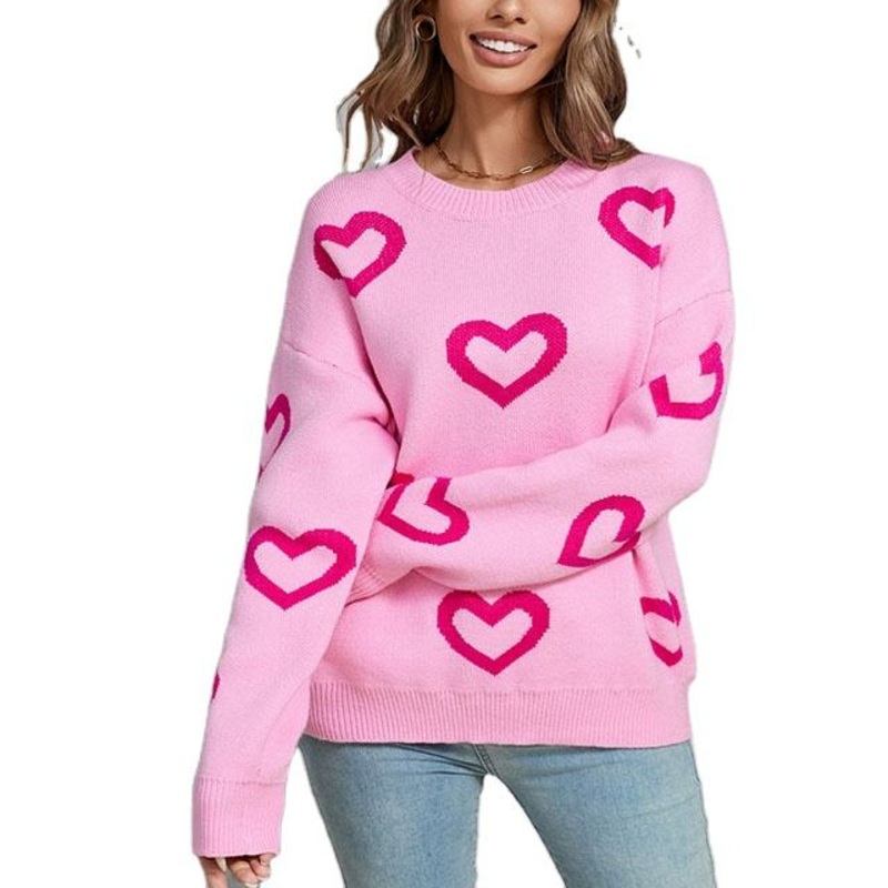 Womens Cozy Two-Tone Jacquard Valentines Day Crew Pullover – Valentines Day Pullover and Cozy Two-Tone Pullover price