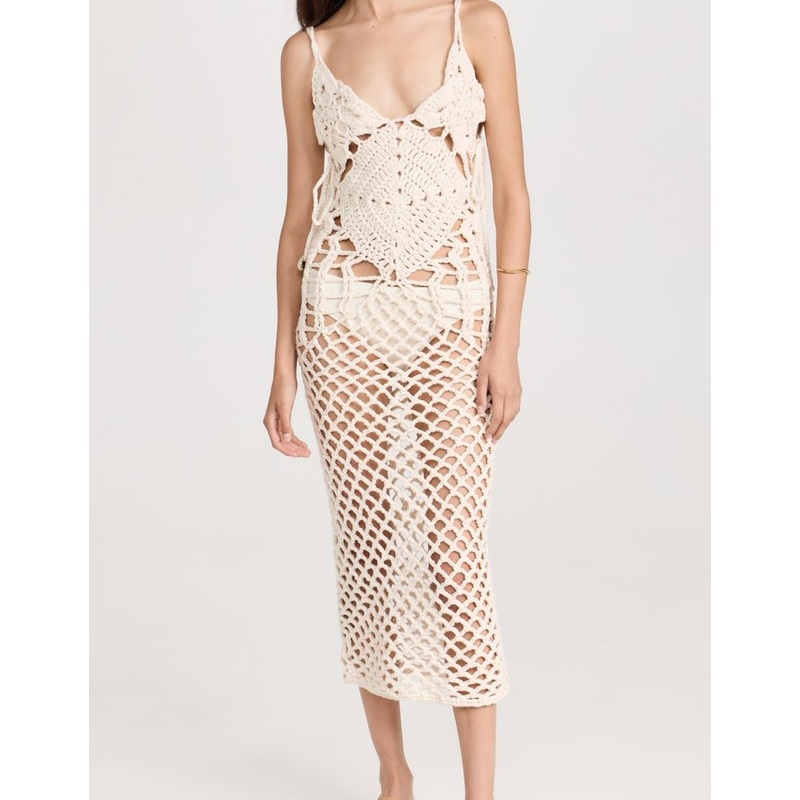 Womnes MID Weight Crochet Adjustable Lace-up Sides with Shell Tassels Open Knit Pattern Semi Sheer Dress – Crochet Dress and Semi Sheer Dress price