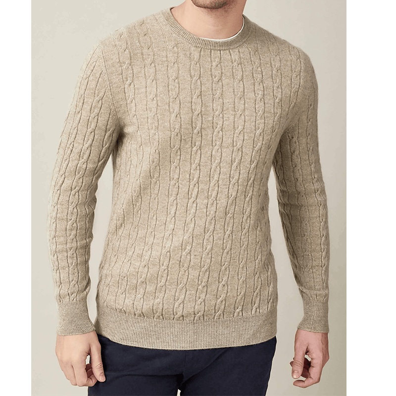 Casual Wear Crew Neck Cable Knitted Sweater Wool Cashmere Pullover Sweater for Men. – Wool High Neck Sweater for Men and Cable Knitting Sweater for Men price