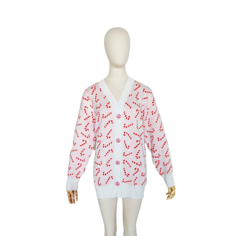 Christmas X-Mas Party Holiday Pink Candy Cane Jacquard Sweater Cardigan – Sweater and Knitwear price