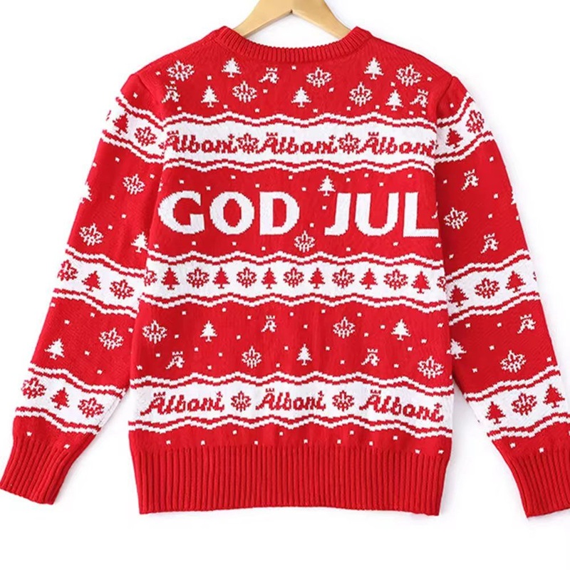 Custom Jacquard Knitted Womens Winter Pullover Casual Crewneck Red Christmas Design Sweater – Womens Sweater and Christmas Sweater price