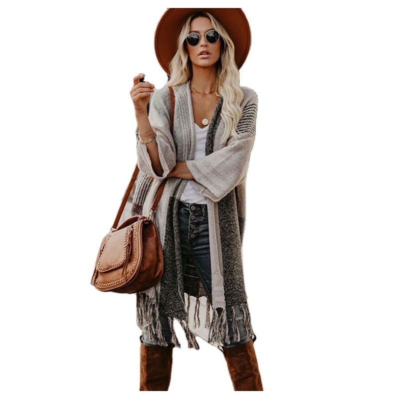 Custom Women Long Knit Grid Printed Shawl Coat Sweater Cardigan – Knit Cardigan and Long Cardigan Women price