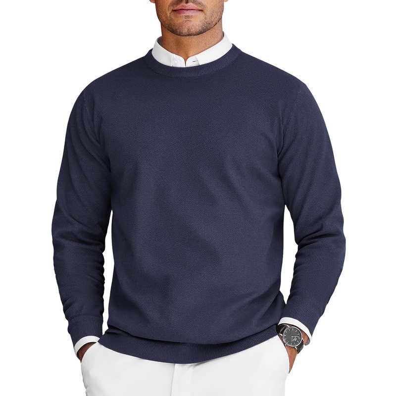 Factory Customized Mens Crew Neck Sweaters Long Sleeve Lightweight Knit Dress Pullover Sweaters with Embroidery Logo – Sweaters and Mens Sweater price