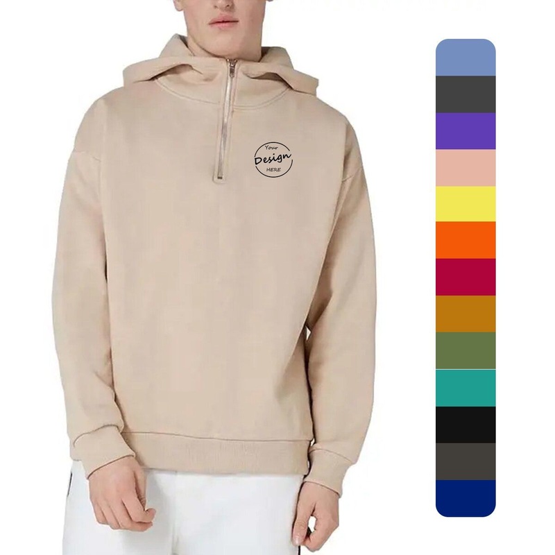 High Quality Sportswear Training Fleece Soft Hot Sale 100%Cotton Embossed Heavyweight Hoody Men 1/4 Zip Hoodie – Mens Heavyweight Hoodie and Custom Hoodies price