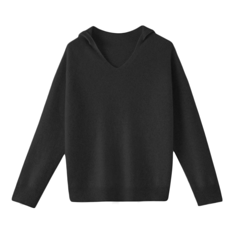 Hooded V Neck Knitted Custom Logo Fashion Design Sweater for Women – Hooded Knitted Sweater and Hooded Sweater for Women price