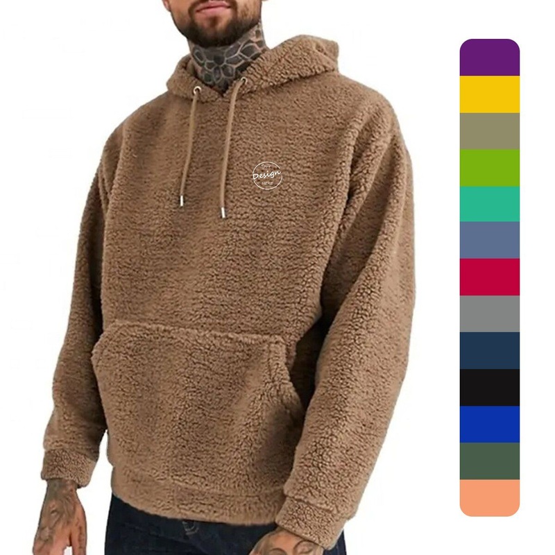 Luxury Streetwear 100%Polyester Training Warm Solid Color Wholesale Custom Casual Men Pullover Sherpa Fleece Hoodie – Hoodies Heavyweight and Custom Hoodies price