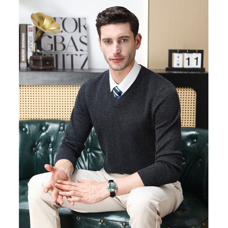 Mens 100% Wool V-Neck Sweater – Long Sleeve Thermal Knitwear, Soft Business Casual Pullover for Layering & Office – Wool Thermal Sweaters and Merino Wool Base Layer price|Shanghai, China