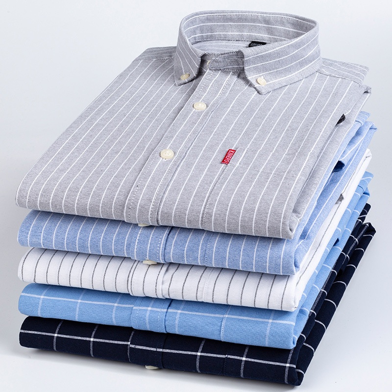 Mens Fashion Oxford Cotton Pocket Button Down Long Sleeve Casual Checkered Shirts – Mens Oxford Shirts and Cotton Button Down Shirts price