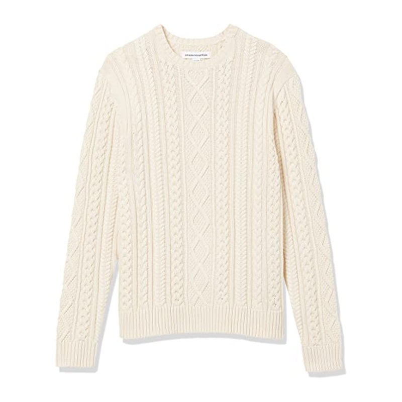 Mens Long-Sleeve 100% Cotton Fisherman Cable Crewneck Sweater – Jacquard Sweaters and Sweater price