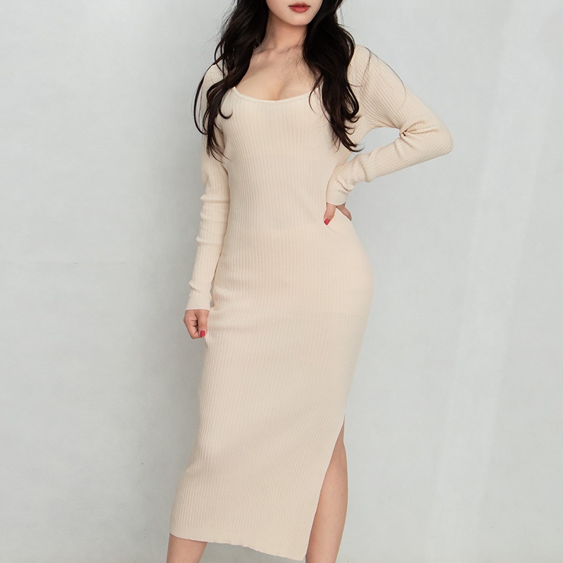 Sexy Tight Slit Sweater Dress Knitted Sweater – Knit Sweater and Pullover Sweater price