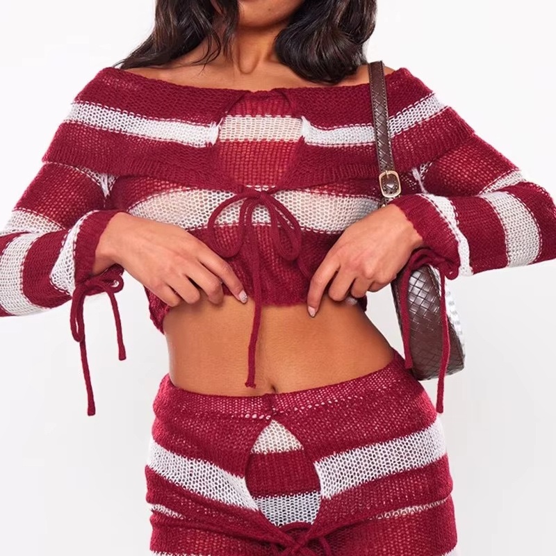 The Newest Knitted Sexy off Shoulder Striped Women Sweater – Sweater and Womens Sweaters price