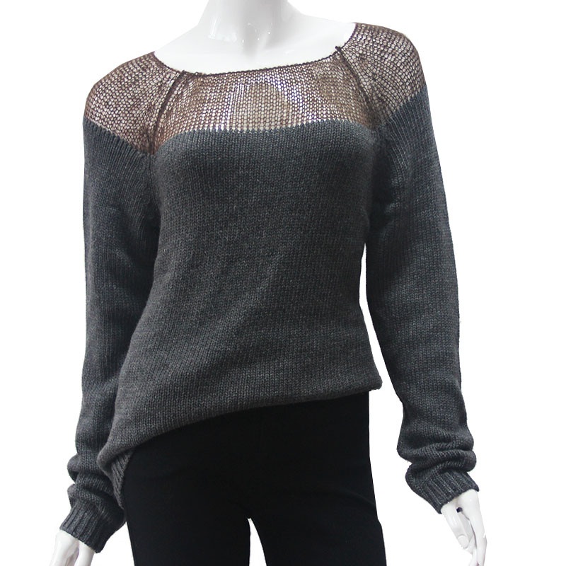 Upper Hollow Joint Spring and Autumn Ladies Knitted Pullover Women Knitting Long Sleeve Round Neck Sweater OEM Service – Sweater and Ladies Sweater price