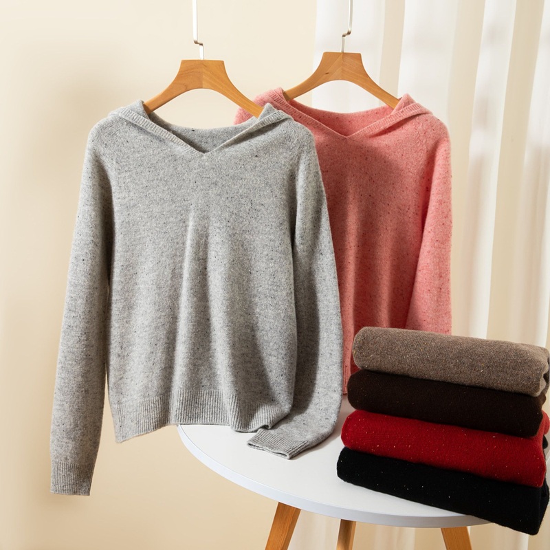 Women Solid Color Chunky Pullover Sweater with Hood – 100% Wool – Wool Sweater and Womens Sweater price