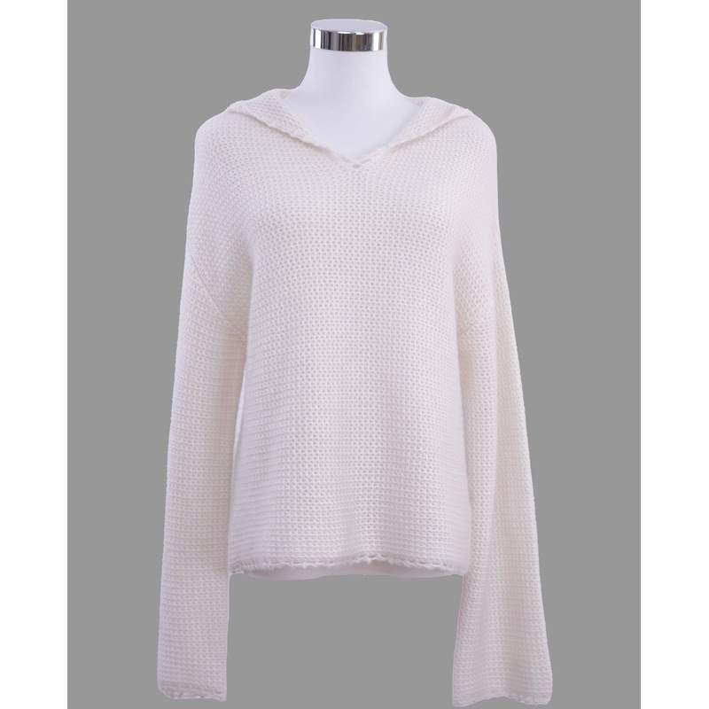 Womens Sophisticated White 100% Cashmere Hooded Pullover: Winter Warm Luxury Knit – Pullover Sweater and Womens Sweater price