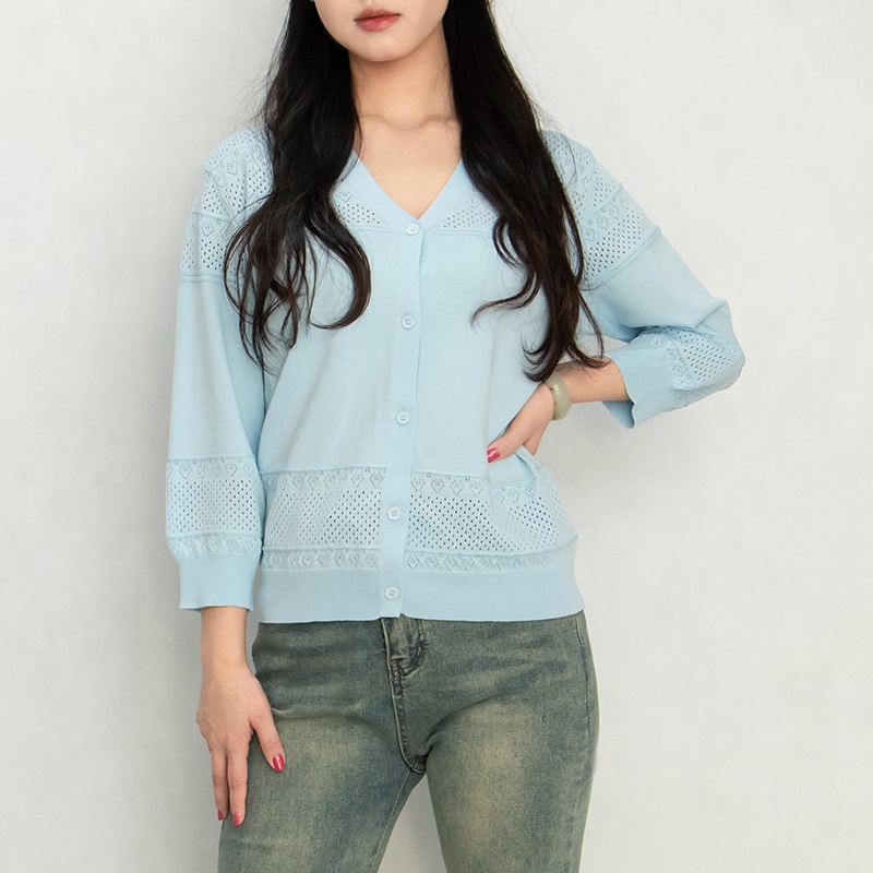 Womens V Neck Mesh Knitted Cardigan Sweaters Long Sleeve Sweater Tops for Ladies – Knit Sweater and Knitted Cardigan Sweater price