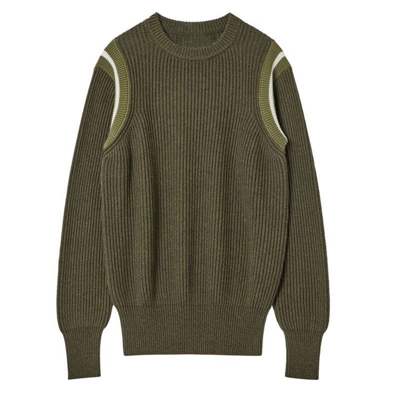 100% Cotton Mens Pullover Contrast Color Armhole Striped Crewneck Loose Knitwear – Sweater and Men Sweater price