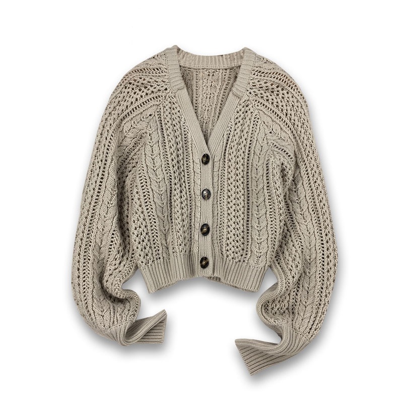 2025 Custom Spring Pure Color Hollow out Cardigan Short Loose Vintage Sweater – Womens Sweaters and Sweater Women price