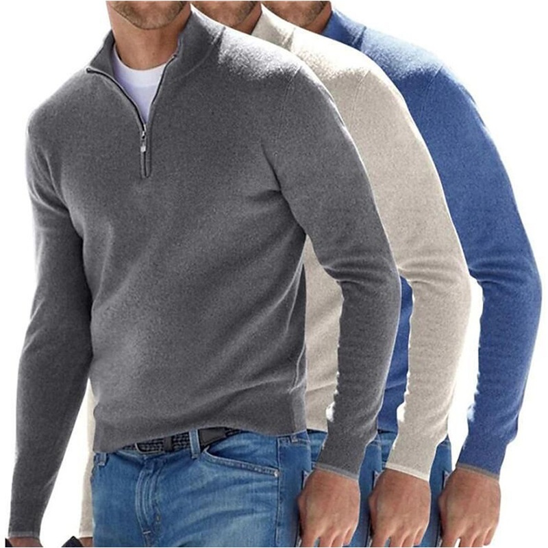 Clothing Factory 2025 Winter New Fashion Mens Business Zip Wool Sweaters Keep Warm Clothes Custom Logo Knitting Sweaters for Men – Sweater and Mens Sweater price